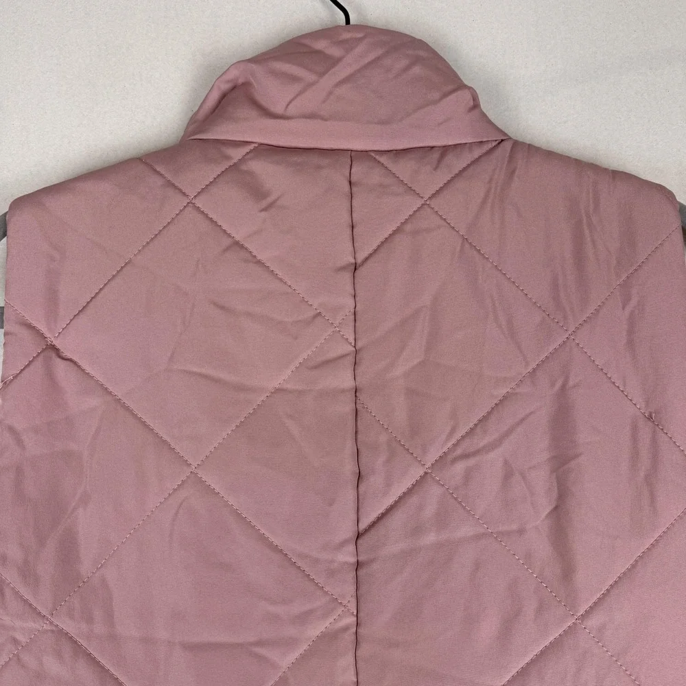 New York & Company Vest Womens Small Pink Quilted Full‎ Zip Puffer Mock Neck